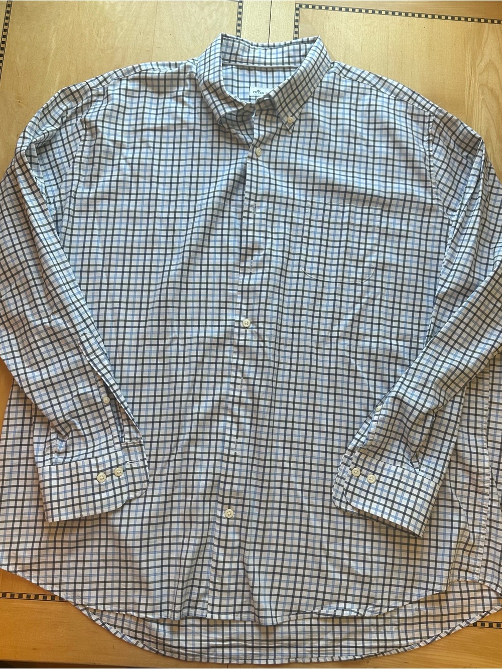 Peter Millar Blue & White Windowpane Dress Shirt